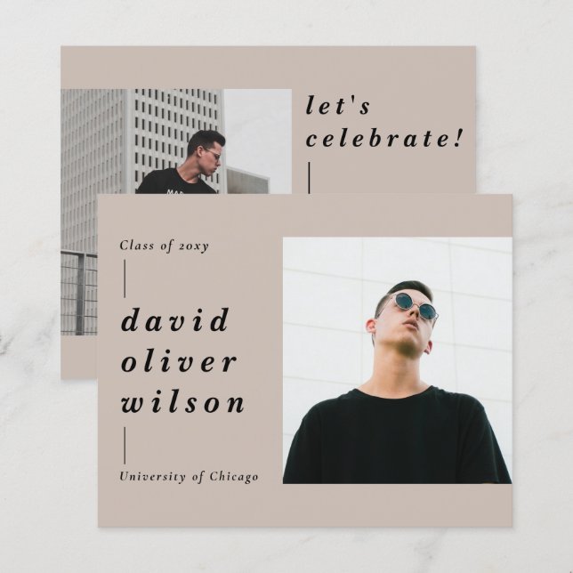 Budget Minimaliste 2 Photo Graduation Invitation (Devant / Derrière)
