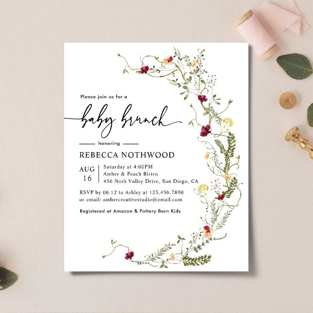 Budget Minimaliste Bébé Brunch Douche Invitation (Créateur téléchargé)