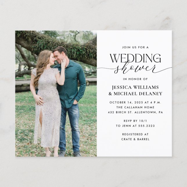 Budget Minimaliste Couples Douche Invitation (Devant)