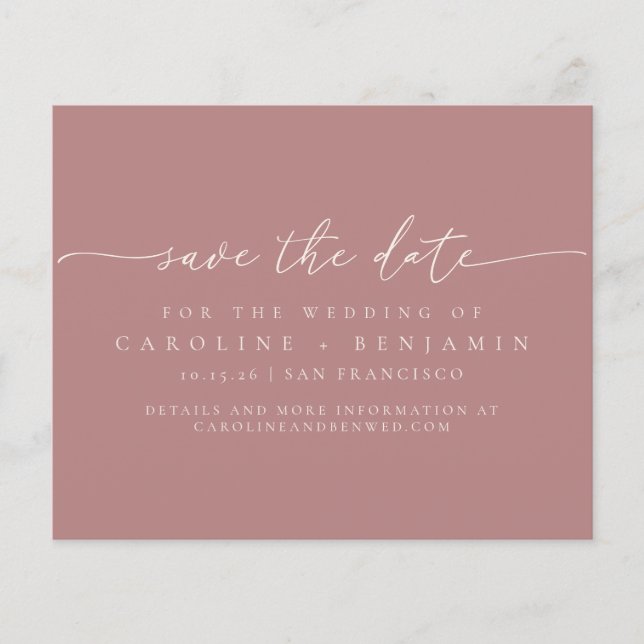 Budget Minimaliste Dusty Rose Mariage Enregistrer  (Devant)