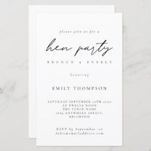 Budget Minimaliste Hen Party Brunch Bubbly Invitat