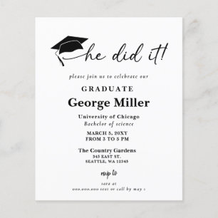 Budget Minimaliste il l'a fait Graduation Invitati