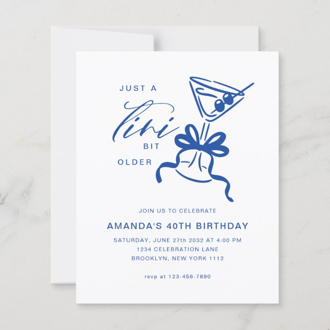 BUDGET Minimaliste Martini Bleu Anniversaire  (Devant)