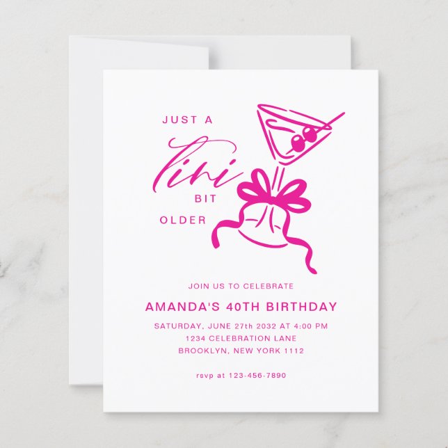 BUDGET Minimaliste Martini Magenta Anniversaire  (Devant)