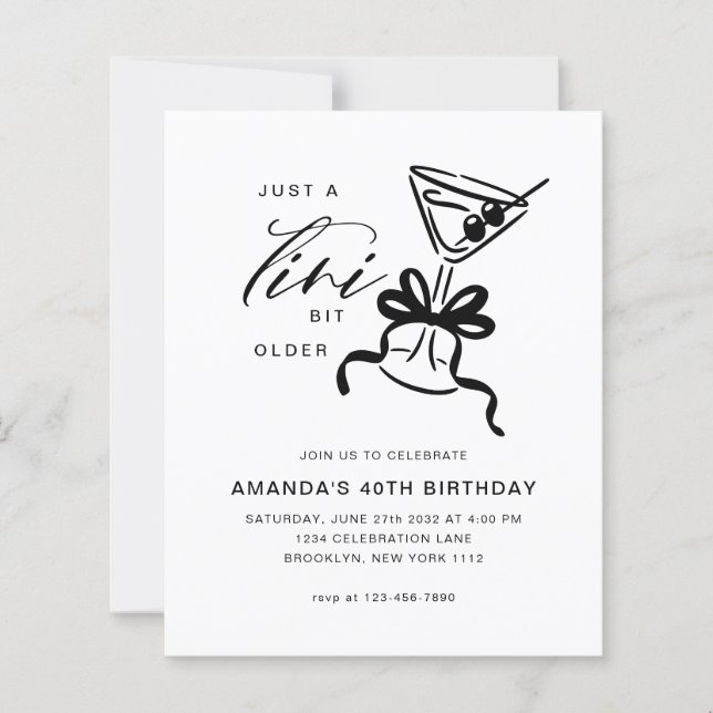 BUDGET Minimaliste Martini Noir & Blanc Anniversai (Devant)