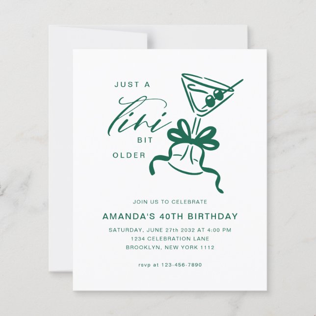 BUDGET Minimaliste Martini Vert Anniversaire  (Devant)