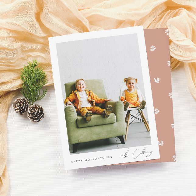 Budget minimaliste Noël | Photo de script simple (Card Front & Back Mock-up)