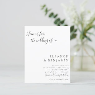 Budget minimaliste noir Faire-part de mariage blan