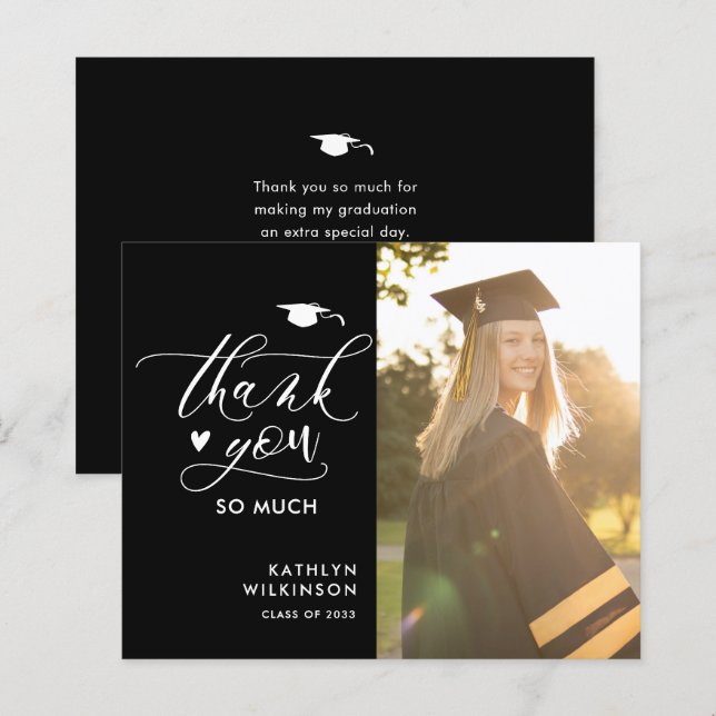 BUDGET Minimaliste photo noire Merci (Devant / Derrière)