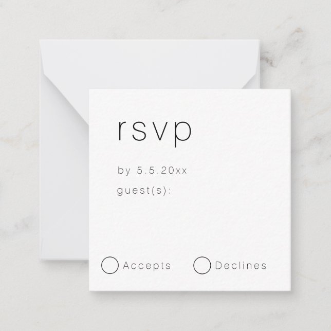 Budget Minimaliste Simple Mariage Carte RSVP (Devant)