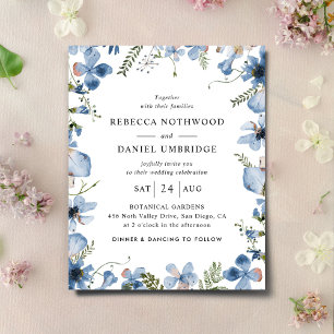 Budget minimum Faire-part de mariage floral bleu