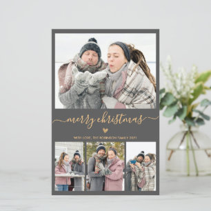 Budget Minimum Gris Or 4 Photo Carte de Noël
