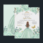 Budget Mint Gold Princess Sweet 16 Invitation<br><div class="desc">Budget Elégant Monnaie Papillon Or Floral Princess Sweet 16 Invitation</div>