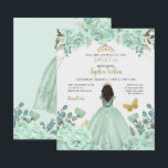 Budget Mint Gold Princess Sweet 16 Invitation<br><div class="desc">Budget Elégant Monnaie Papillon Or Floral Princess Sweet 16 Invitation</div>
