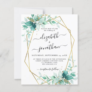Budget Mint Green Gold Faire-part de mariage