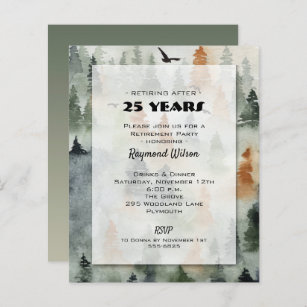 Budget Misty Forest Retirement Invitations