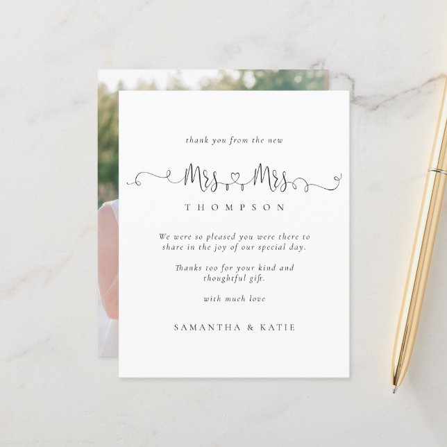 Budget Mme Mme Rings Photo Mariage lesbienne Merci (Devant/Arrière en situation)