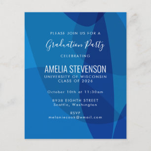 Budget Mod Abstrait Blue Graduation Party Invitati