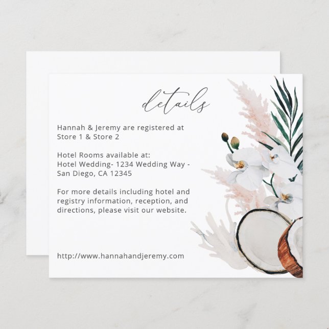 Budget MOD Coconut Coral Blanc Floral Détails (Devant / Derrière)