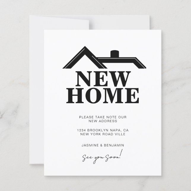 BUDGET Modern Black and White We’ve Moved New Home (Devant)