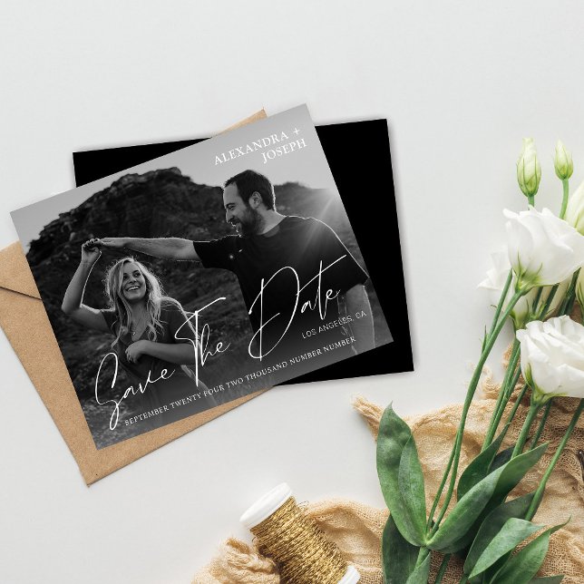 Budget Modern Chic Photo BW Date Enregistrer la da (Créateur téléchargé)