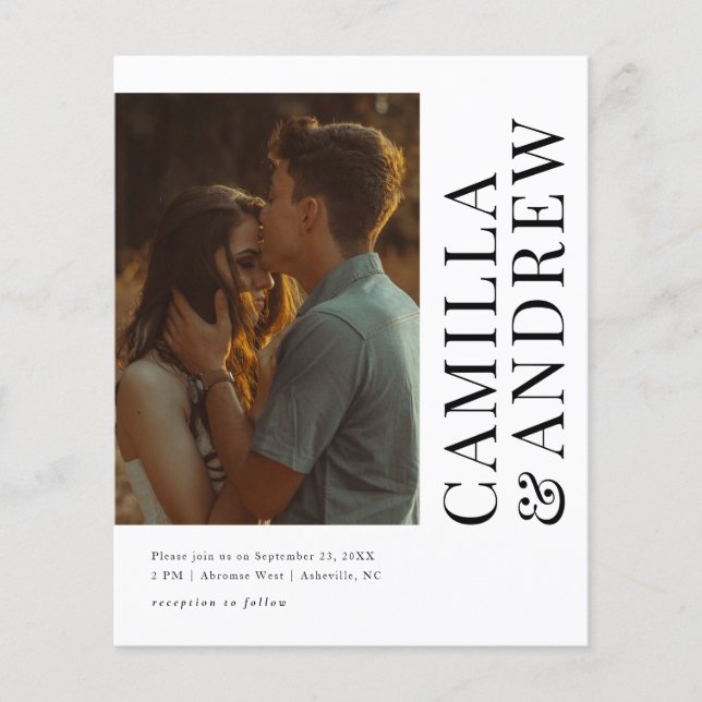 Budget Modern Photo Code QR Faire-part de mariage (Devant)