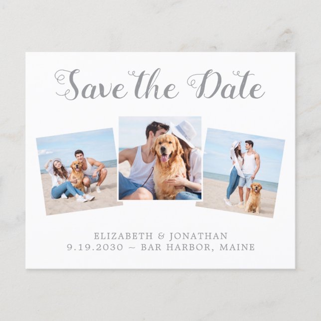 Budget Modern Photo Collage Enregistrer La Date (Devant)