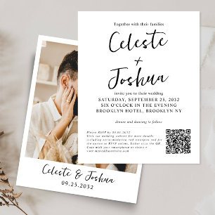 Budget Modern Photo Script Nom QR Code Mariage