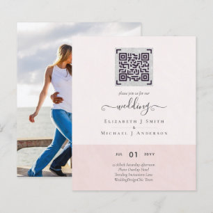 BUDGET Modern PHOTO Wedding INVITE QR CODE RSVP