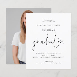 Budget Modern Script Photo Grad 2024 Invitation de