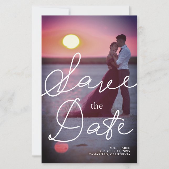 Budget Modern Typography Romantic Couple Photo (Devant)