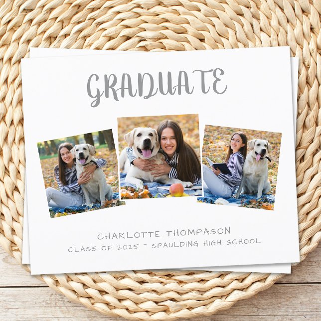 Budget Moderne 3 Photo Graduation Invitation (Créateur téléchargé)