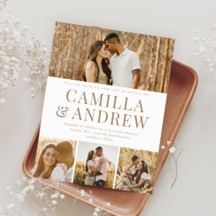 Budget Moderne 4 Photo Elégant Mariage Invitation