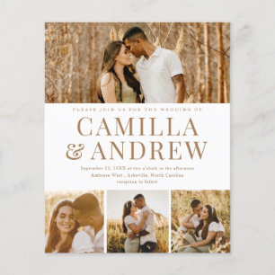 Budget Moderne 4 Photo Elégant Mariage Invitation