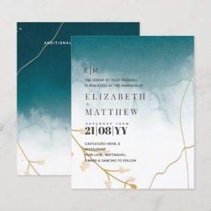 BUDGET Moderne Abstrait mariage Turquoise or Invit