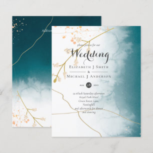 BUDGET Moderne Abstrait mariage Turquoise or Invit