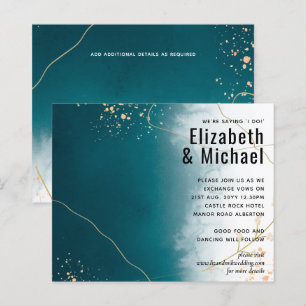 BUDGET Moderne Abstrait mariage Turquoise or Invit