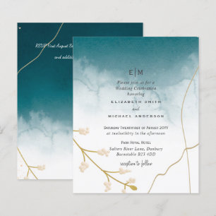 BUDGET Moderne Abstrait mariage Turquoise or Invit