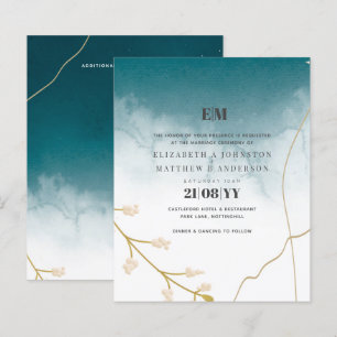 BUDGET Moderne Abstrait mariage Turquoise or Invit