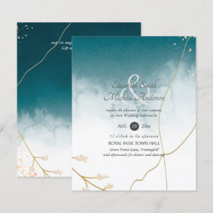 BUDGET Moderne Abstrait mariage Turquoise or Invit