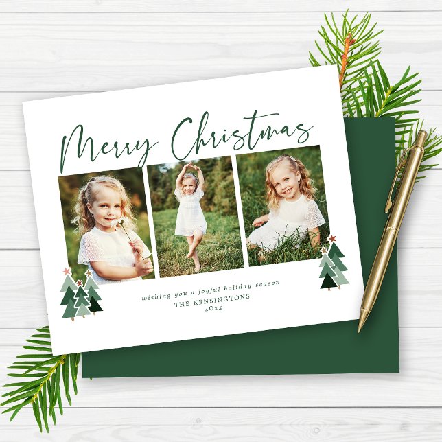 Budget Moderne Arbres de Noël Photo de vacances (Budget Modern Christmas Trees Holiday Photo Card)