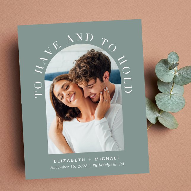 Budget Moderne Arche Photo Sage Faire-part de mari (Créateur téléchargé)