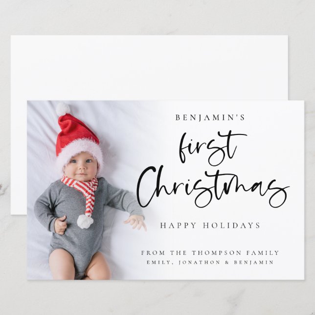 Budget Moderne Baby Ist Noël Carte photo personnal (Devant / Derrière)