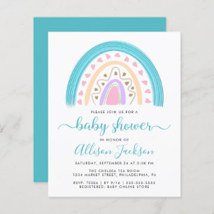 Budget Moderne Baby shower arc-en-ciel Invitation