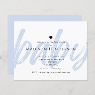 Budget Moderne Bleu Minimum Baby shower Invitation