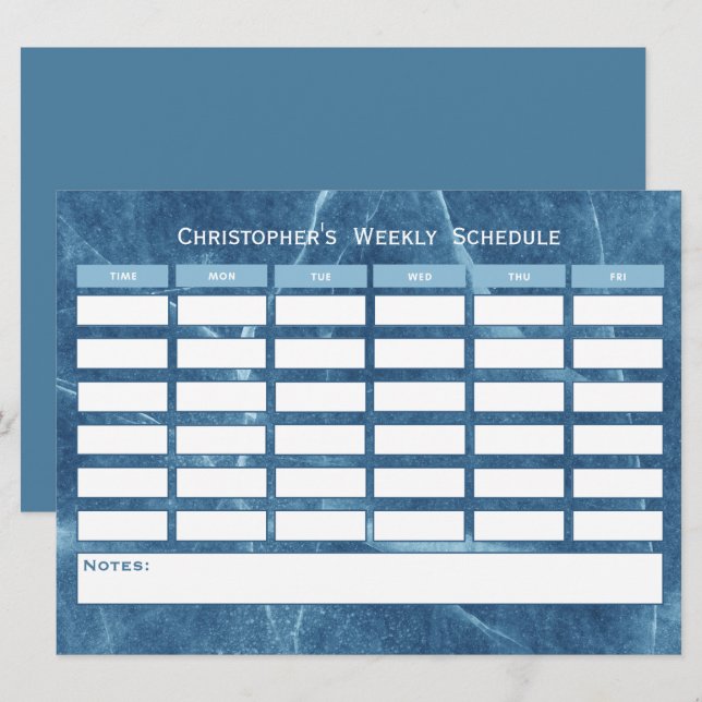 Budget moderne Blue Hebdomadaire Horaire Classe ho (Devant / Derrière)