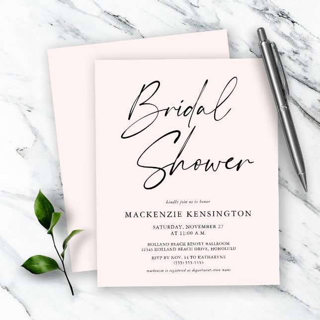 Budget Moderne Blush rose Bridal Shower Invitation (Créateur téléchargé)