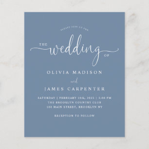 Budget Moderne Boho Dusty Blue Photo Wedding Invit