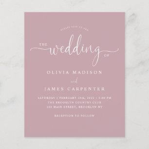 Budget Moderne Boho Dusty Rose Photo Mariage Invit