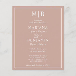 Budget Moderne Bordure Faire-part de mariage rose